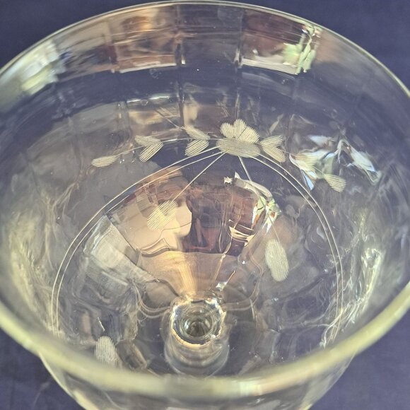 Vintage Etched Floral Clear Glass Goblet - Picture 8 of 10